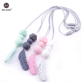 

Let's Make Baby Teether 1pc Silicone Necklace Feather DIY Chew Jewelry Teething Beads Food Grade Materials Nursing Accessories