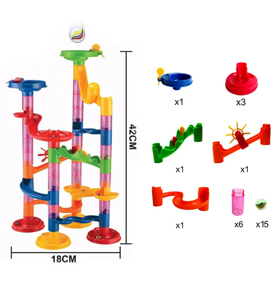 105 шт DIY мраморные пробежки игрушки Лабиринт шарики трек строительные блоки строительные игрушки 3 года детские развивающие трубы игры для детей