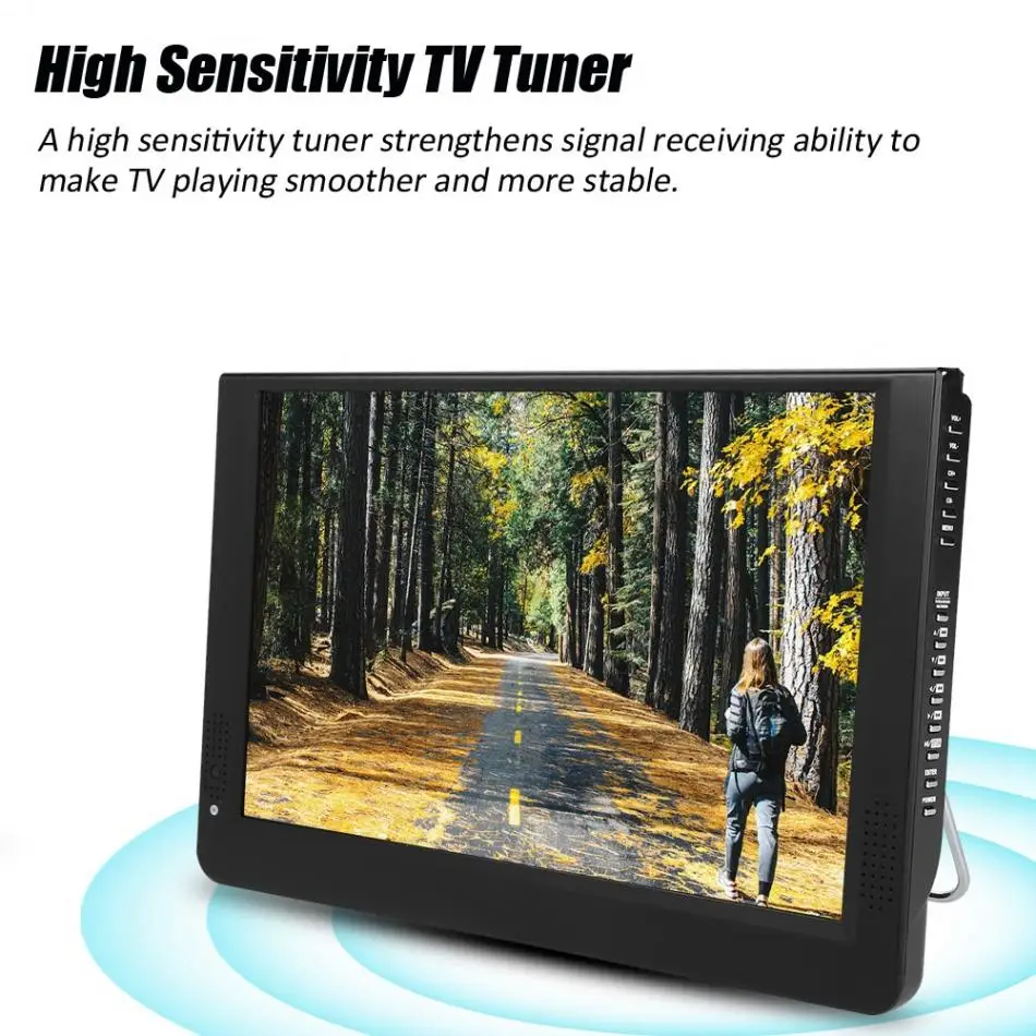 LEADSTAR 12 дюймов цветной экран 1080P Автомобильный цифровой ТВ/УВЧ/УКВ стерео окружающий автомобильный телевизор для США штекер