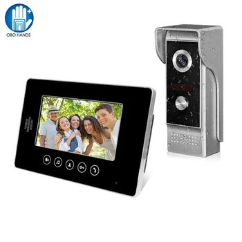 

Wired Video Doorbell Phone 7" Video Intercom Monitor Doorphone System kits Support Unlock Dual-way Audio for Villa House Use