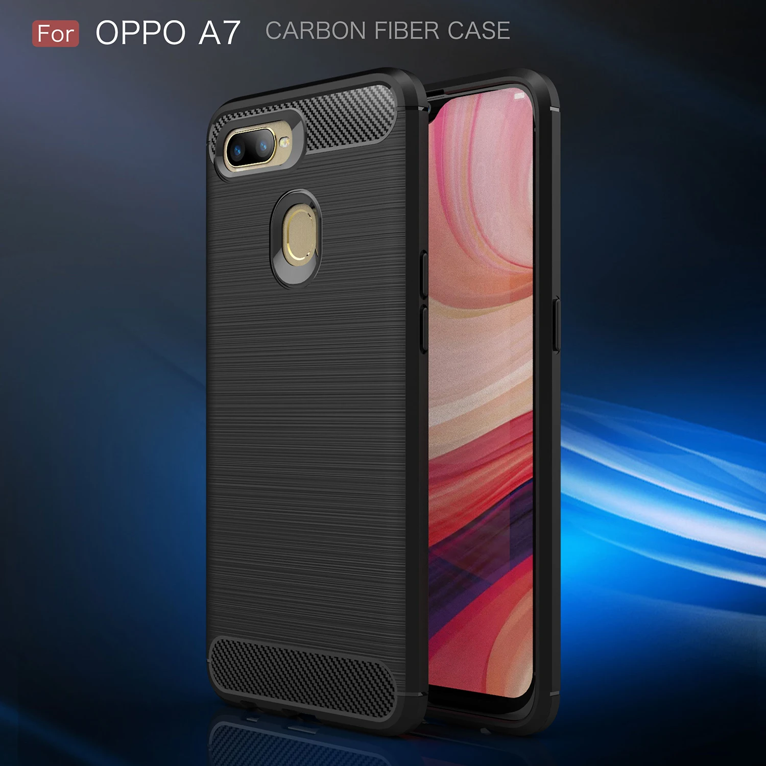 Ударопрочный чехол для телефона OPPO F5 / F9 K1 R15 A7/Realme из углеродного волокна и ТПУ с