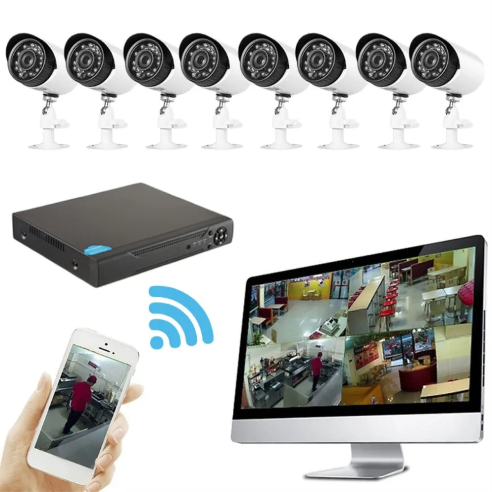 

8 Channels 1.0MP Coaxial Cameras + High Definition Network Hybrid Digital Smart Video Recorder DVR CCTV Surveillance DIY Kit