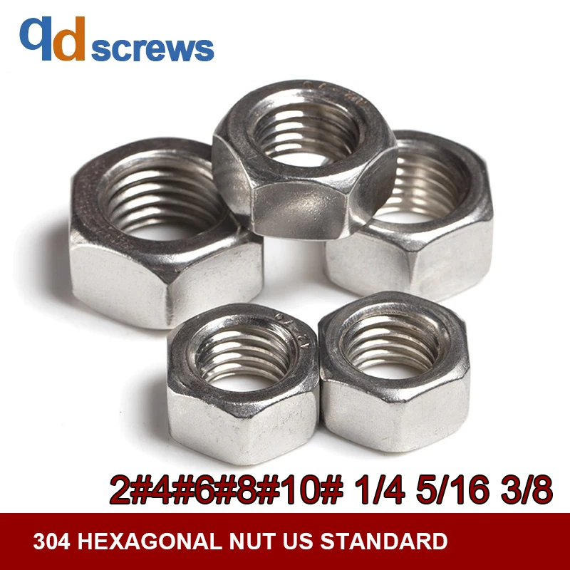 

304 316 2#4#6#8#10#1/4#5/16#3/8#1/4#5/16# hexagonal stainless steel nut US standard