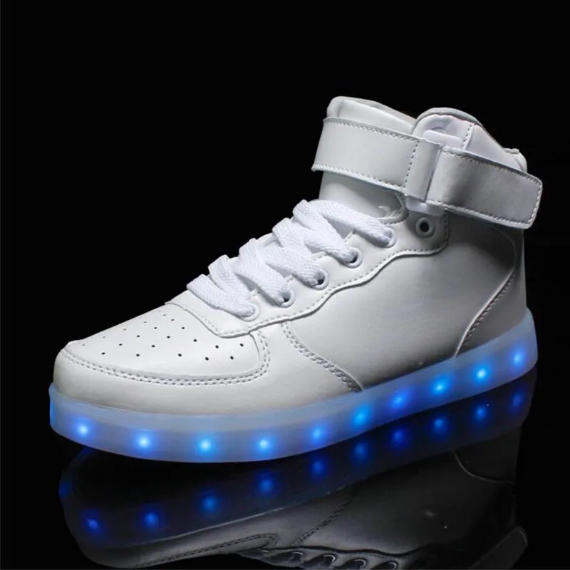 Nice Unisex Led Shoes Luminous Men Fashion high-top Light UP LED Male For Adults Plus Size 27-66 Super Homme | Обувь
