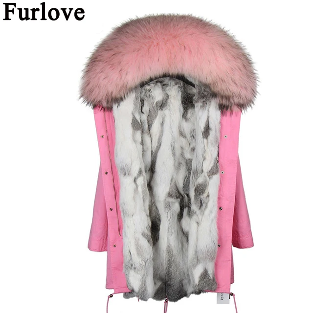 

Parkas for women winter outerwear 2017 new fashion natural real rex rabbit fur lined parkas with natural raccoon fur collar