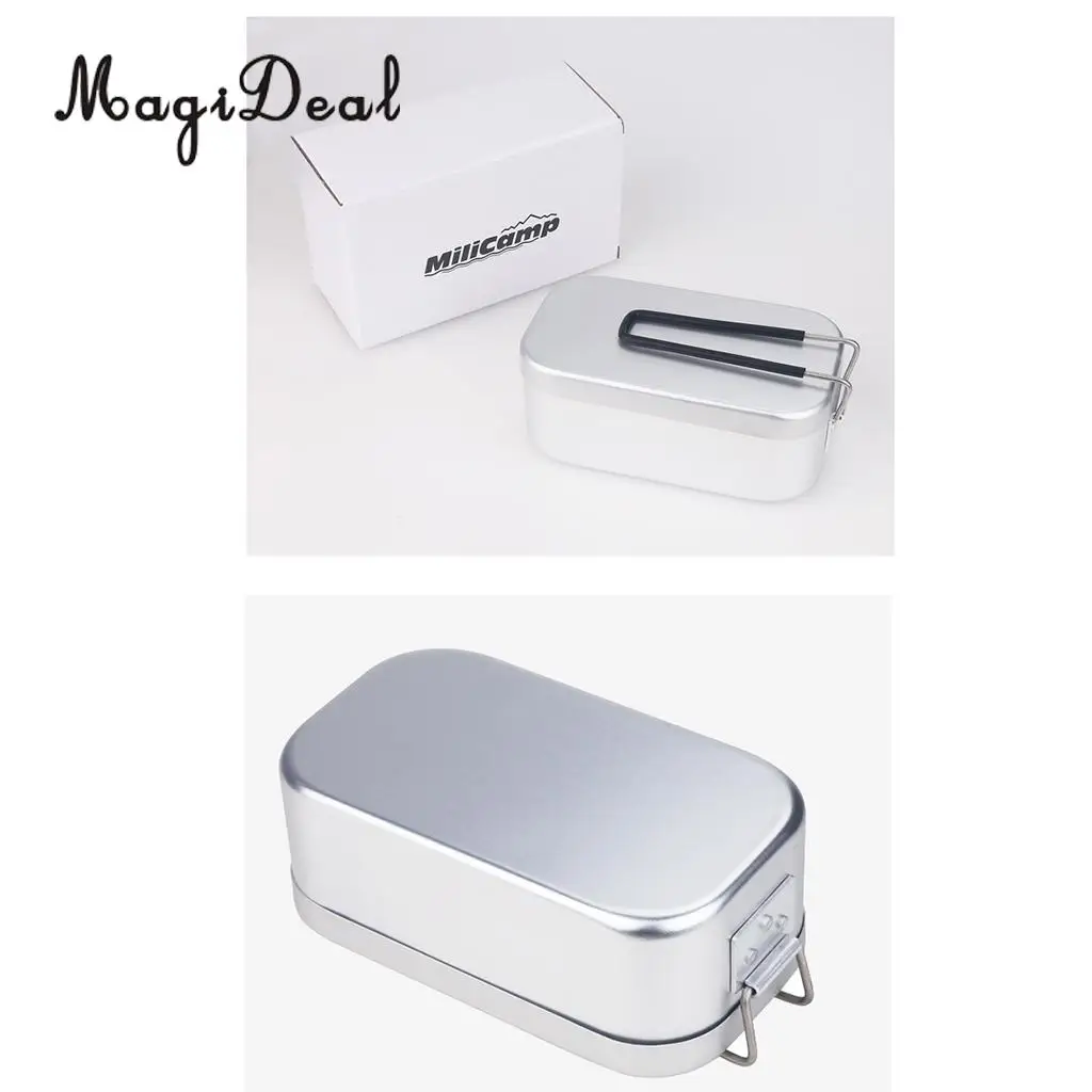 MagiDeal Portable Aluminum Lunch Bento Food Box Container Mess Tin School Kids Camping Picnic BBQ Picnic Mess Kit Accessory