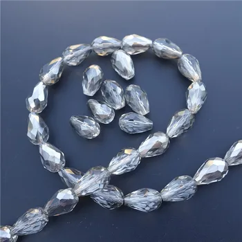 

DIY Jewelry Findings Faceted Grey Crystal Water Drop Shape Accessories Charms Connecter Beads Component Wholesale 1000pcs Pack