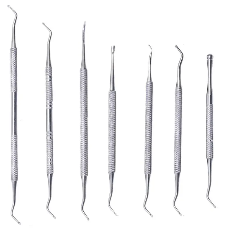 7 Style Dual End Ingrown Toenail File Spoon Nail Groove Correction Lifter Cleaner Cuticle Remover Pusher Pedicure Tool Foot Car