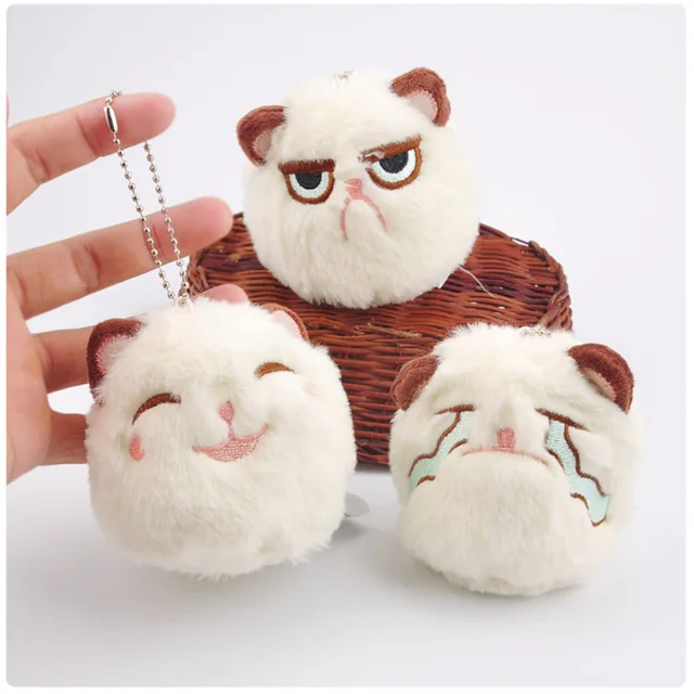 10cm Small Pendant Toys Dolls Snuggly Depressed Expression Cat Plush Keychain String TOY DOLL