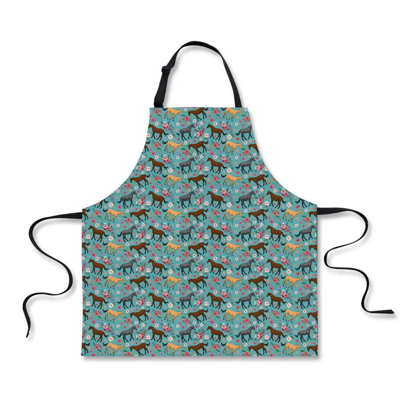 FORUDESIGNS Horse Color Cooking Kitchen Apron For Woman Men Chef Waiter