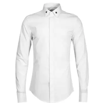 

New Arrival Fashion Five Star Embroidered Men Wholesale Casual Shirts Long Sleeve Fashion Cotton High Quality Size M- 4XL