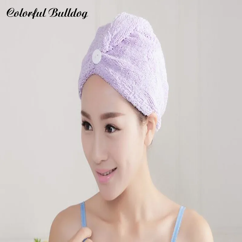 Модная шапочка для ванной красочный Душ из микрофибры, банное полотенце, одноцветная,, быстросохнущая шапочка для волос, аксессуары для ванной комнаты - Цвет: 3