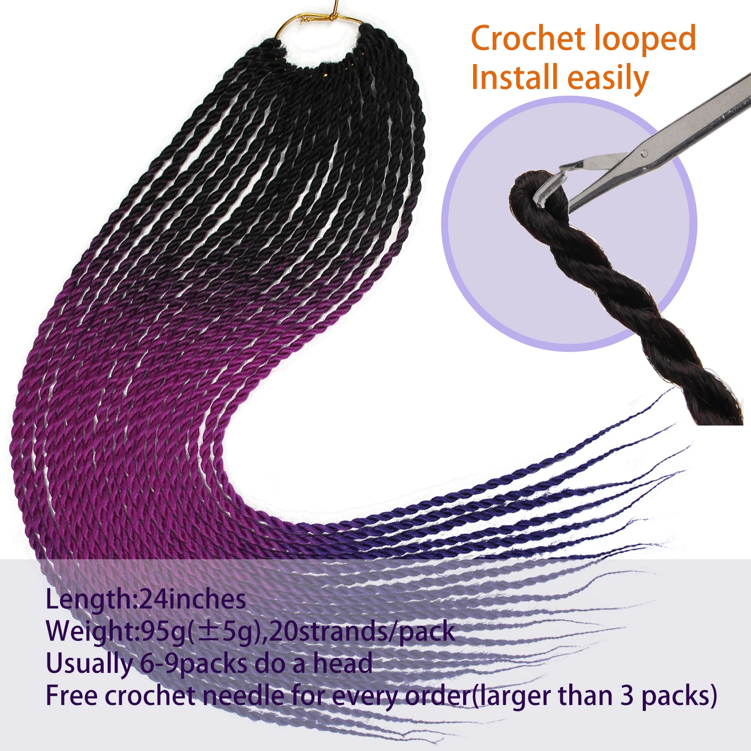 YxCherishair ombre braiding hair rainbow hair Senegalese Twist 24' synthetic hair extensions crochet twist hair braids