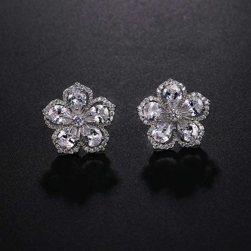 

WEIMANJINGDIAN New Arrival Sparkling Cubic Zirconia CZ Bow Stud Earrings for Women