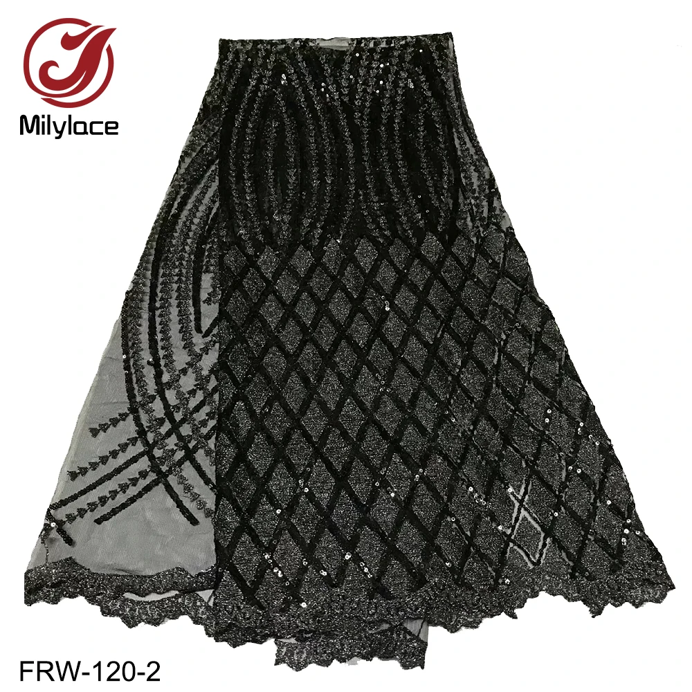 Блестки Тюль Чистая кружевная ткань модная африканская Свадебная кружевная ткань FRW-120