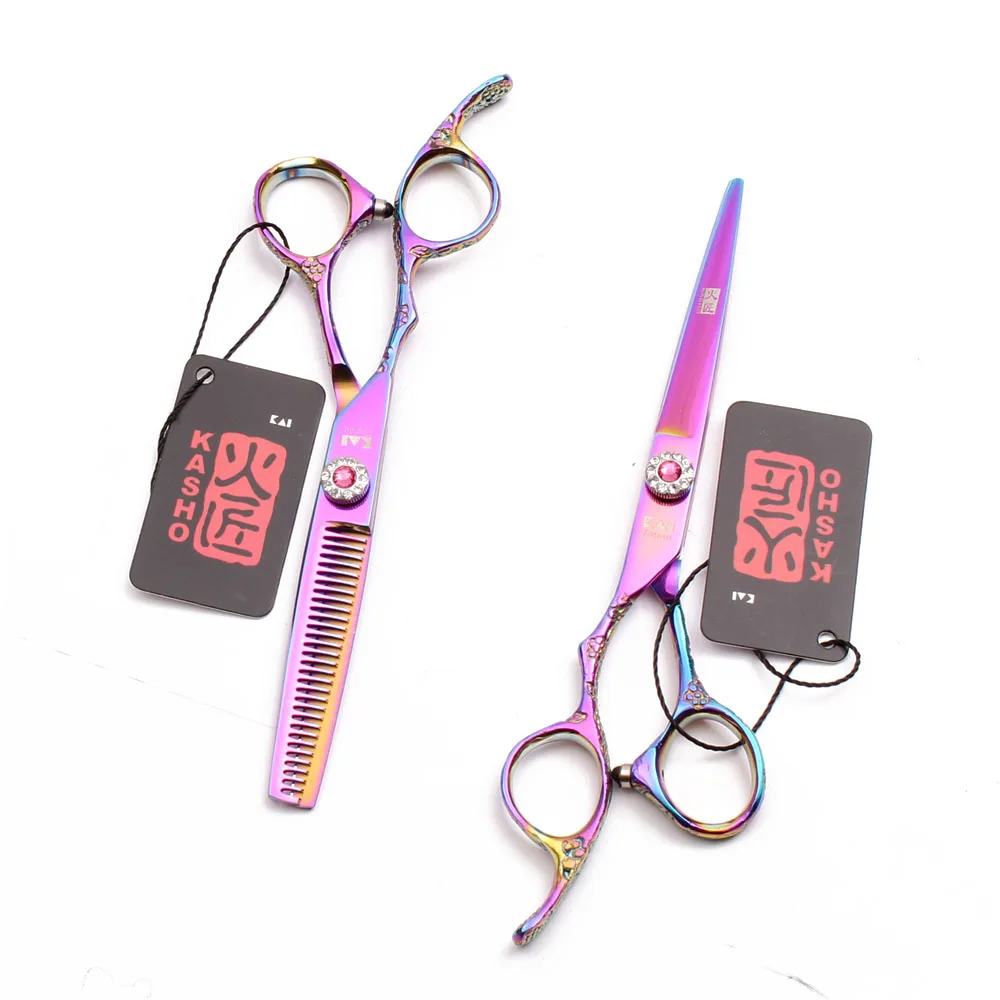

Left Hand 5.5In. Kasho Titanium Colorful Hairdressing Scissors Cutting Shears Thinning Scissors Professional Hair Scissors H8002