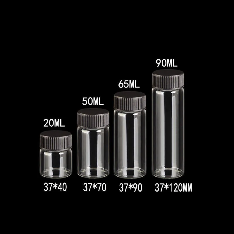 Стекло бутылки Пластик Кепки черный винт Стекло флаконы Пластик бутылочка 20 мл 50 мл 65 мл 90 мл Еда подарок банки, бутылки 24 шт в наборе