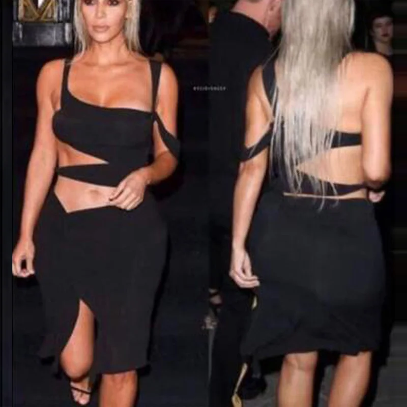 

New Fashion Hot Selling Sexy Bodycon Bandage Dress Hourglass Figure Collection Kim Style Women Midi Party Outfit Dress Wholesale