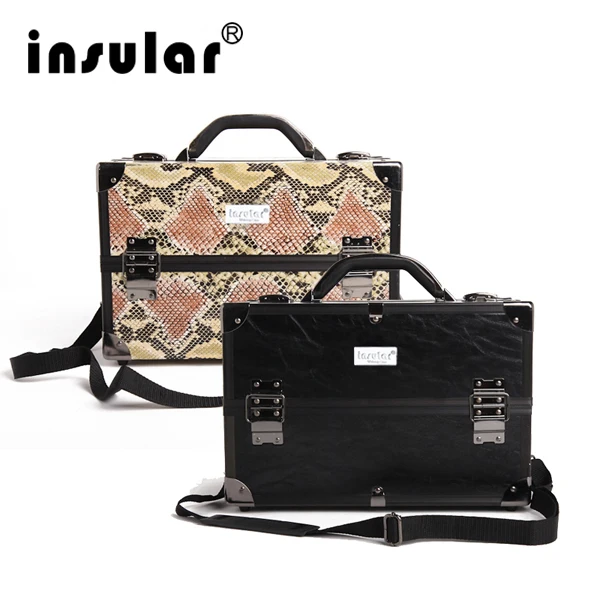 Hot Sales Professional Fashion Aluminum Cosmetic Case Makeup Case Deluxe Black Zebra Pattern Synthetic Leather