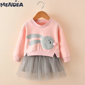 

Menoea Girls Dresses Autumn Winter Cute Cartoon Rabbit Princess Dress Girl Costume Mesh Pullover Moletom Feminina Kids Clothes