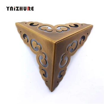 4pcs 80mm Furniture Accessories Decoration Brass Metal Wrap Angle Hardware Corners Box Corners Bronze Brass Color Black Leather Bag