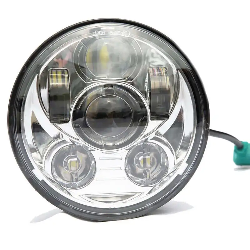5.75 LED Chrome Motorcycle Projector Headlight Daymaker DRL Bulb Fit Harley