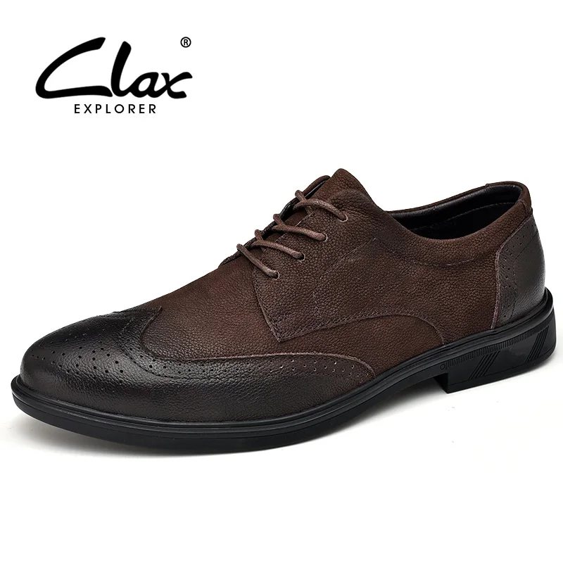 

CLAX Man Brogues Genuine Leather Mens Formal Shoe Male Wedding shoe Dress Leather Oxfords Footwear luxury brand