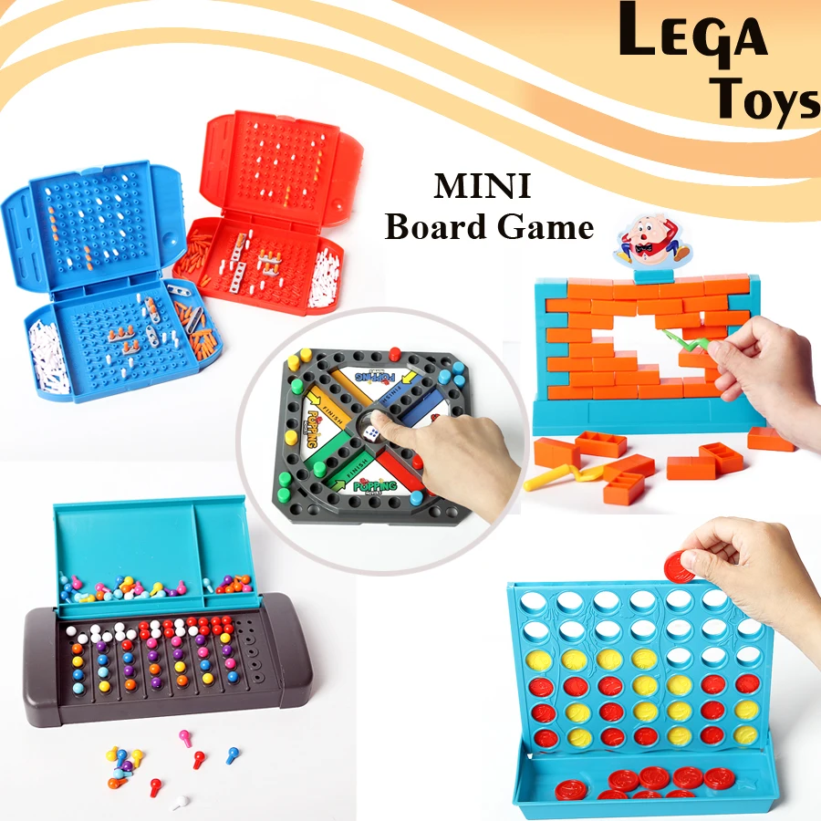 

5 Styles MINI Board Game Popping Movers, Humpty Dumpty Wall Brick,Code Breaking,Line Up 4 in a Row,Sea Battle Educational Toys