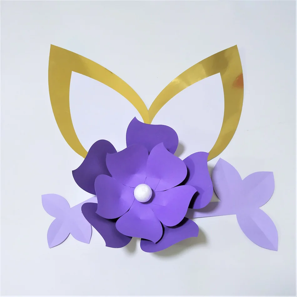 Cardstock роза DIY Простые бумажные цветы с ушками листья Набор для детской стены