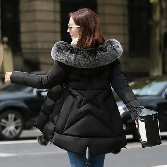 Fdfklak одежда больших размеров для беременных женщин с капюшоном Толстая куртка для беременных длинное зимнее пальто куртки для беременных Женская парка M-5XL - Цвет: black