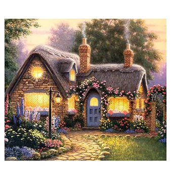 

DIY Diamond Painting Cross Stitch Simple And Fresh Scenery And Cabin Picture 5d Embroidery Mosaic New Year Decoration Gift