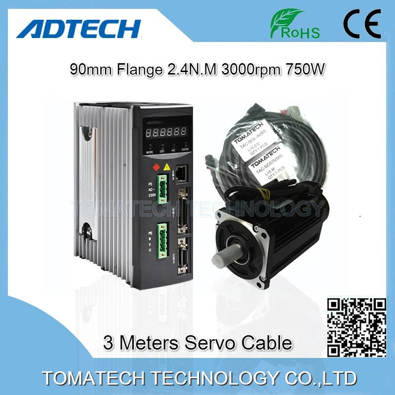 Комплект сервопривода ADTECH Servopack torque 3000 Нм 750 об/мин 90 фланец Вт|Драйвер двигателя| |