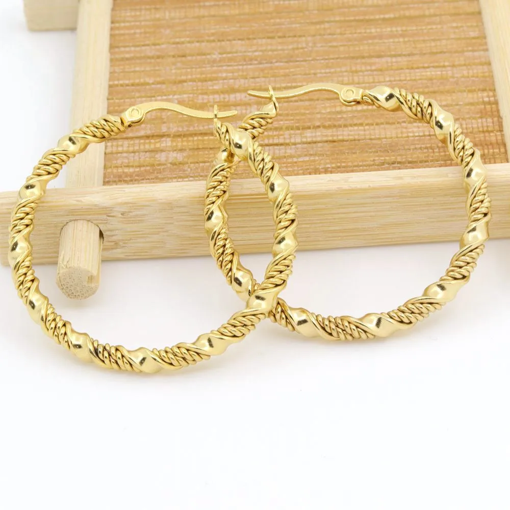 Fashion Jewelry Double Cable Hoop Earrings 3 Size Brand Earrings For Women Gold Color Hoop Earrings Brincos Girls Ladies Europe - Image 3