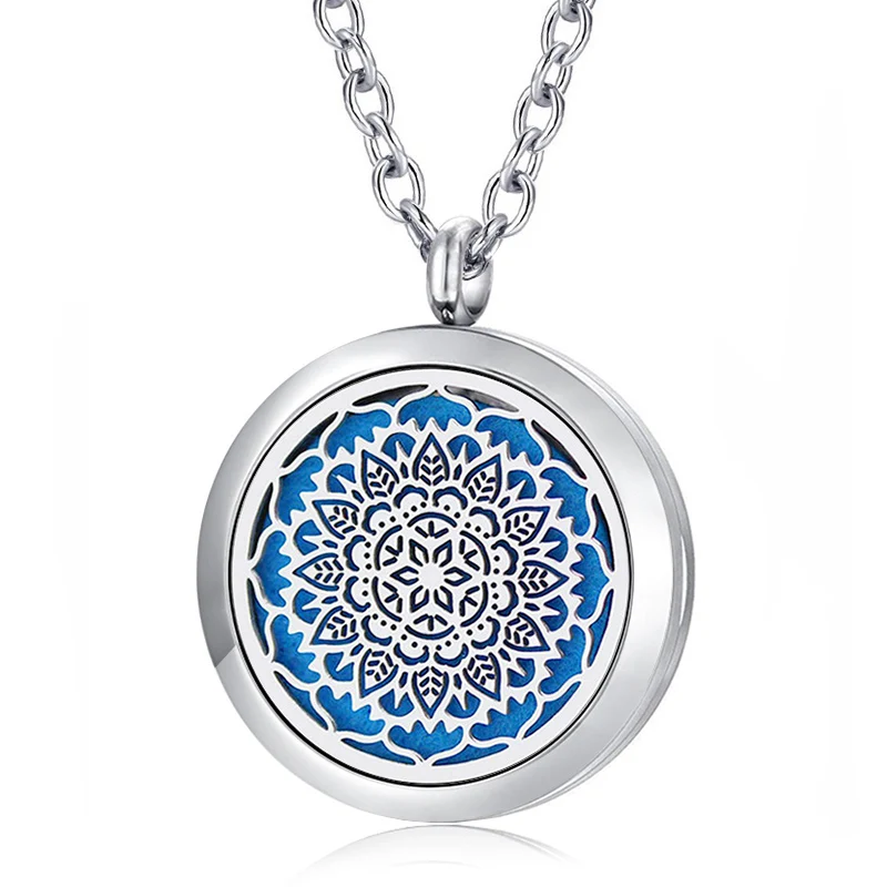 

Aromatherapy Necklace Lockets Magnetic Silver 316L Stainless Steel Essential Oil Diffuser Aroma Locket Pendant Necklaces Jewelry