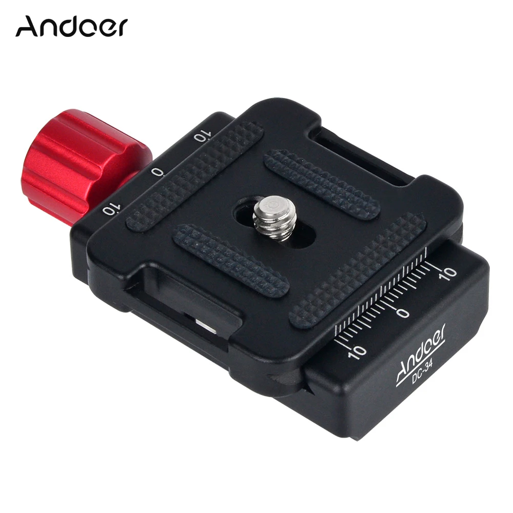 

Andoer DC-34 Quick Release Plate Clamp Adapter with One Quick Release Plate 1/4" Screw for Arca-Swiss AS Standard QR Tripod Head