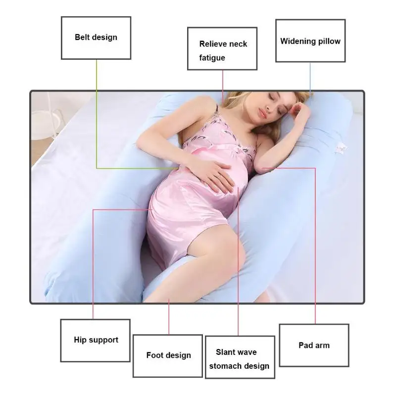 U-образная разборная Подушка для беременных, чистый хлопок, комфортное спальное место для беременных, боковая подушка для дома