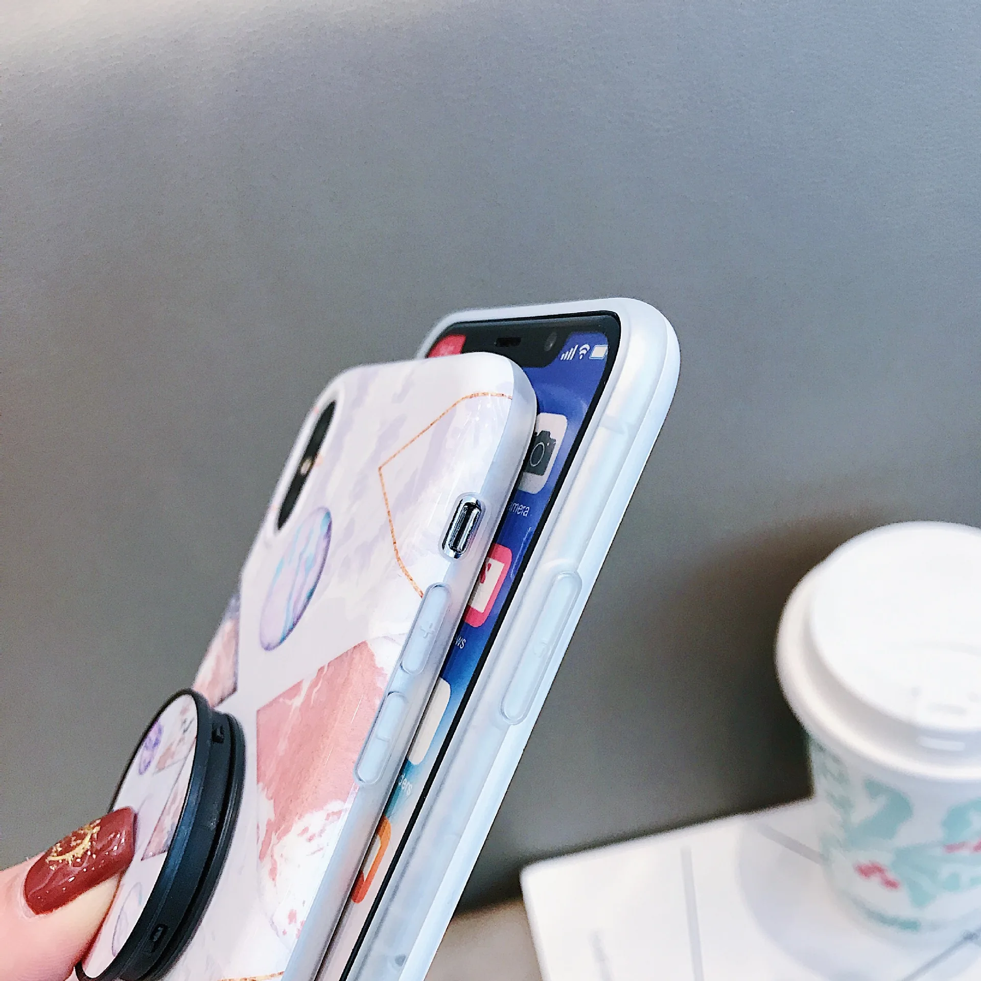 LoliHippo мягкий силиконовый мраморный чехол для iPhone x 7 8 6 S Plus Grip Holder Прекрасный