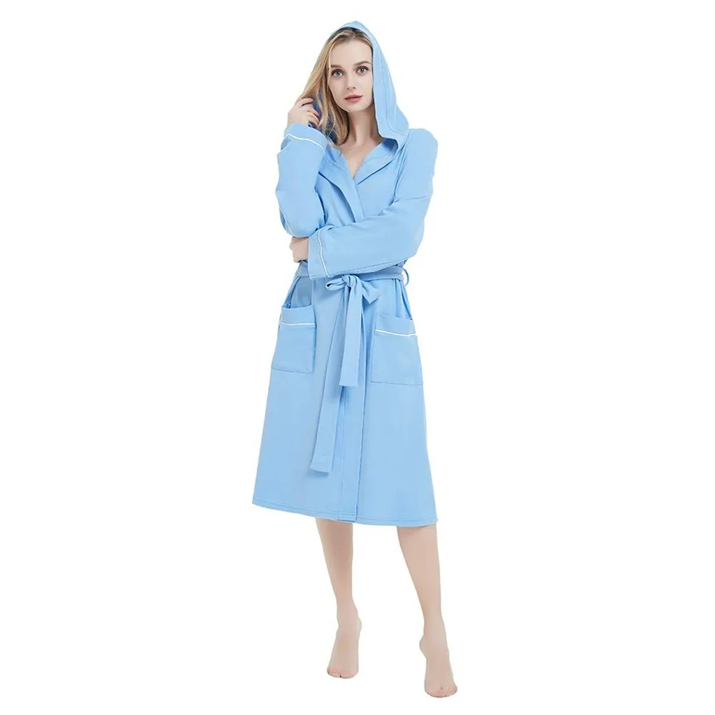 Hxroolrp, женские летние одноцветные хлопковые пижамы, ночная рубашка, женское белье, халат, халаты с поясом, халат, душ, пижама D1