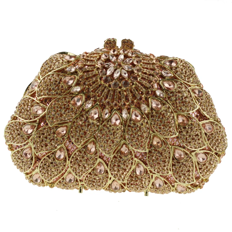 Golden Crystal Evening Clutch Bags Handbags Women Famous Brands Clutch