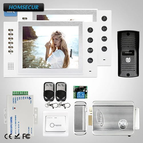 

HOMSECUR 8" Wired Video Door Entry Phone Call System+White Monitor for Apartment : TC031 Camera+TM801R-W Monitor(White)