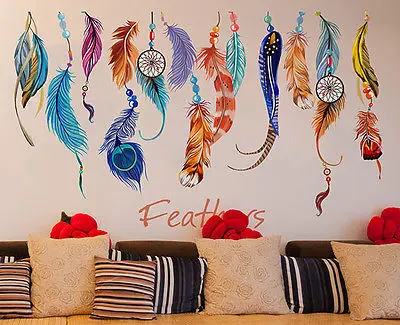 

Removable Lucky Feathers Wall Sticker PVC Decal Mural Art Home Bedroom Decor DIY