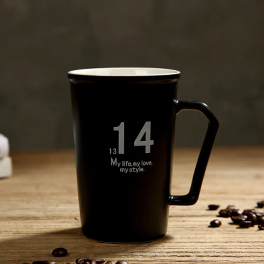 High Quality Geramic Drinkware Coffee Mugs Fashion Greative Brief Digital Mugs Cups Handgrip Personality for Lovers