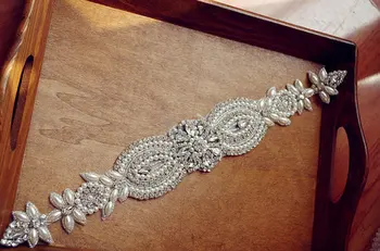 

pearl and crystal bead sash applique, wedding sash belt, wedding decorations, ZP071