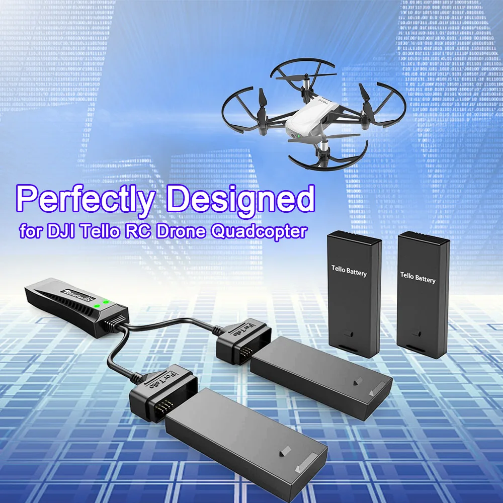 

2in1 USB Balance Charger and 2pcs 3.7V 1100mAh Battery for Tello RC Drone Quadcopter Helicopter