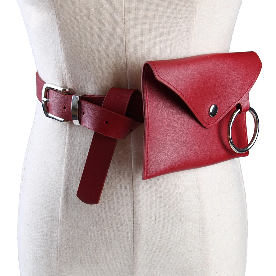 Emarald модная женская Повседневная поясная сумка, поясная сумка для телефона, сумка для ключей, поясная сумка, поясная сумка, мини сумка из искусственной кожи, поясная сумка для телефона - Цвет: Красный