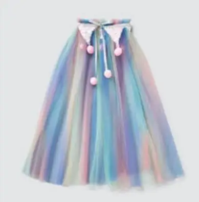

2019 New Children Baby Fashion Mesh Cape, Girls Princess Rainbow and White Gold Heart Pattern Cloak 10 pcs/lot, Wholesale