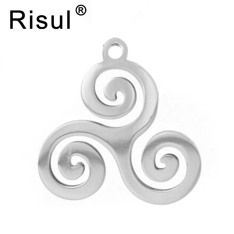 

Risul jewelry mirror polished triskel inspired Pendant stainless steel Metal Necklace Pendant for men women 10pcs