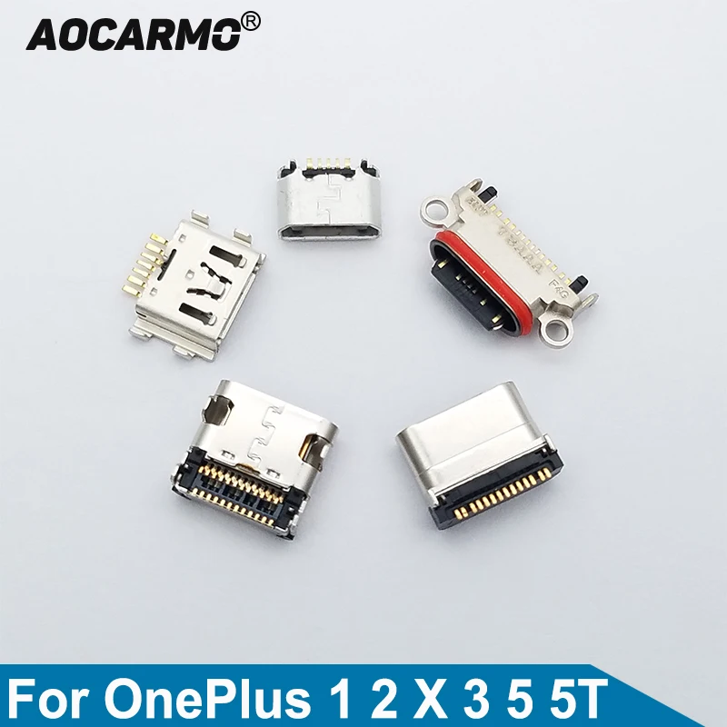 

Aocarmo 5Pcs/Lot USB Charger Charging Port Connector Dock For OnePlus One 1 2 X 3 5 5T A0001 A2001 A3000 A5000 A5010
