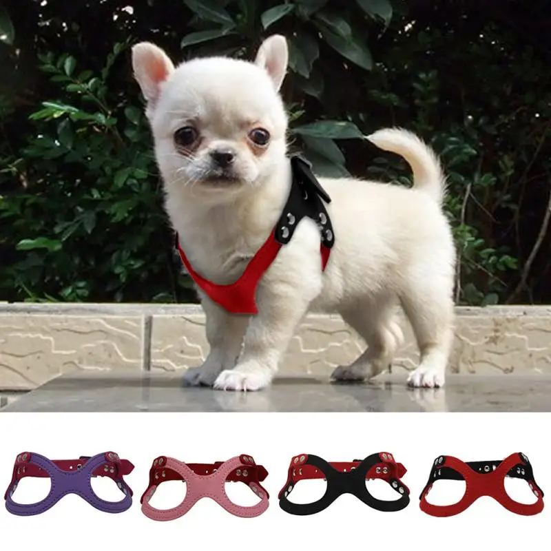 4 Colors 3 Sizes Pet Dog Harness Soft Suede Small Dog Harness for