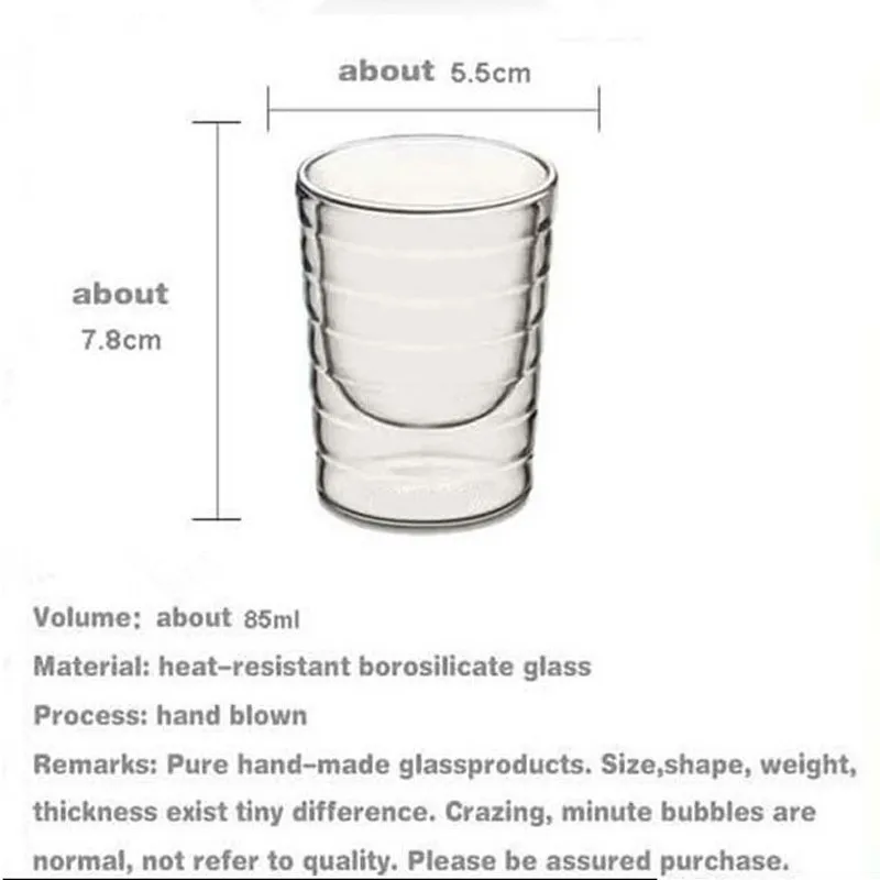 Description Picture 3 of itemHandmade Double Wall Glass Cup canecas Nespresso coffee mug and cups Drinkware Milk Mug Tequila Beer Wine Cocktail friends Gift